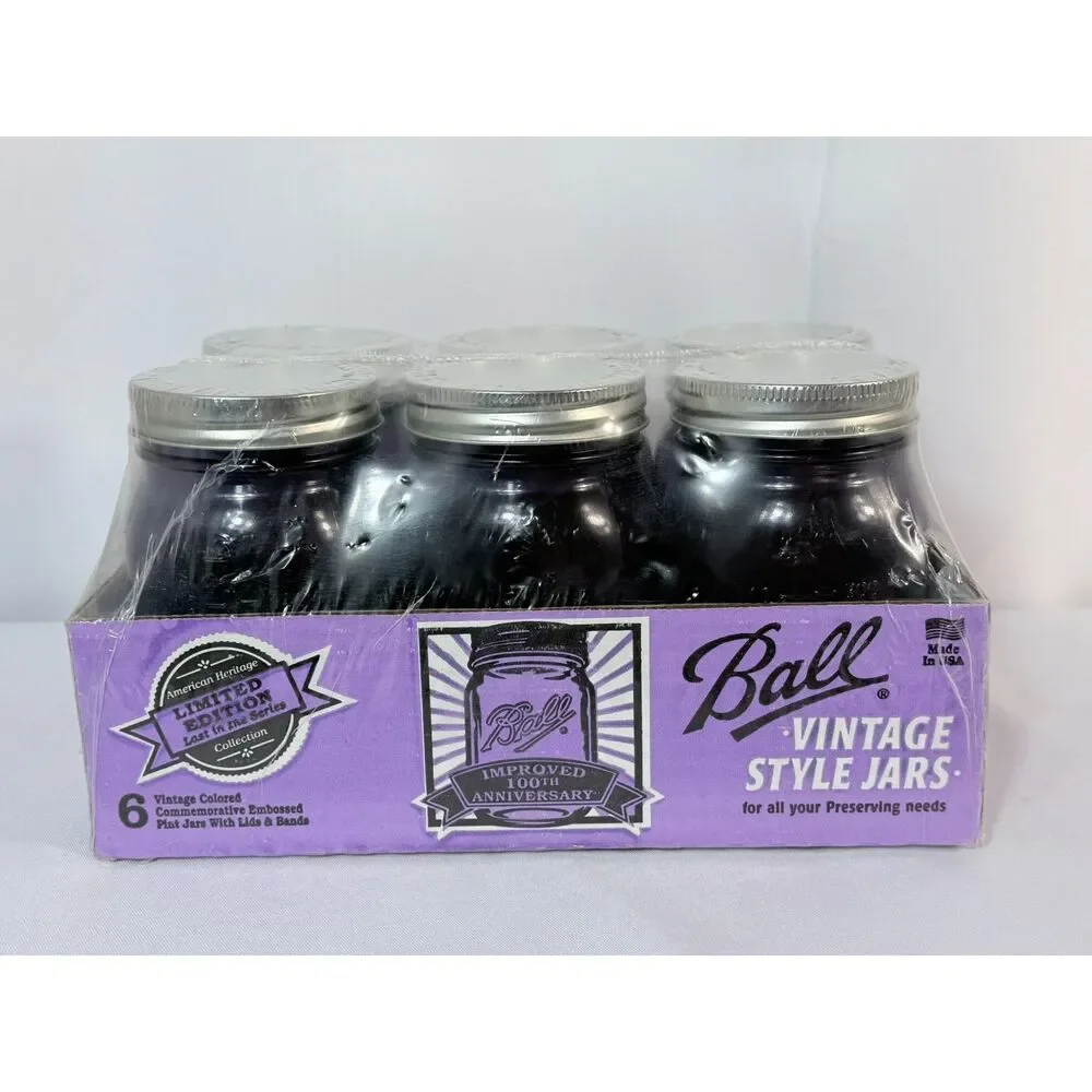 VTG Style Ball Perfect Mason Collector Edition Purple Jar SEALED Set of 6 PINT